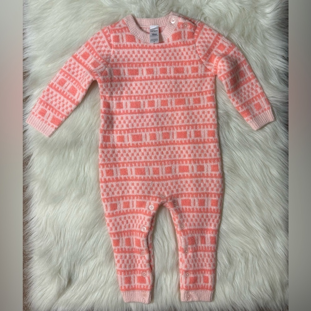 Carter’s Baby Girls Thick Sweater Knit Cozy Warm Jumpsuit